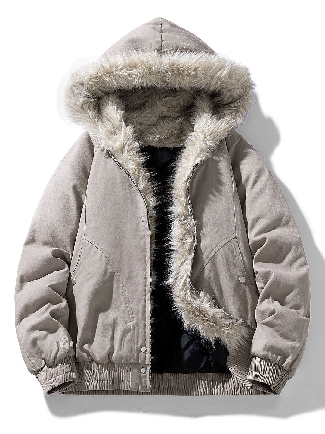 Herren Winterjacke MJ-winter25 mit warmer Kapuze, stilvollem Kunstpelz und Steppung; perfekt für kalte Tage.