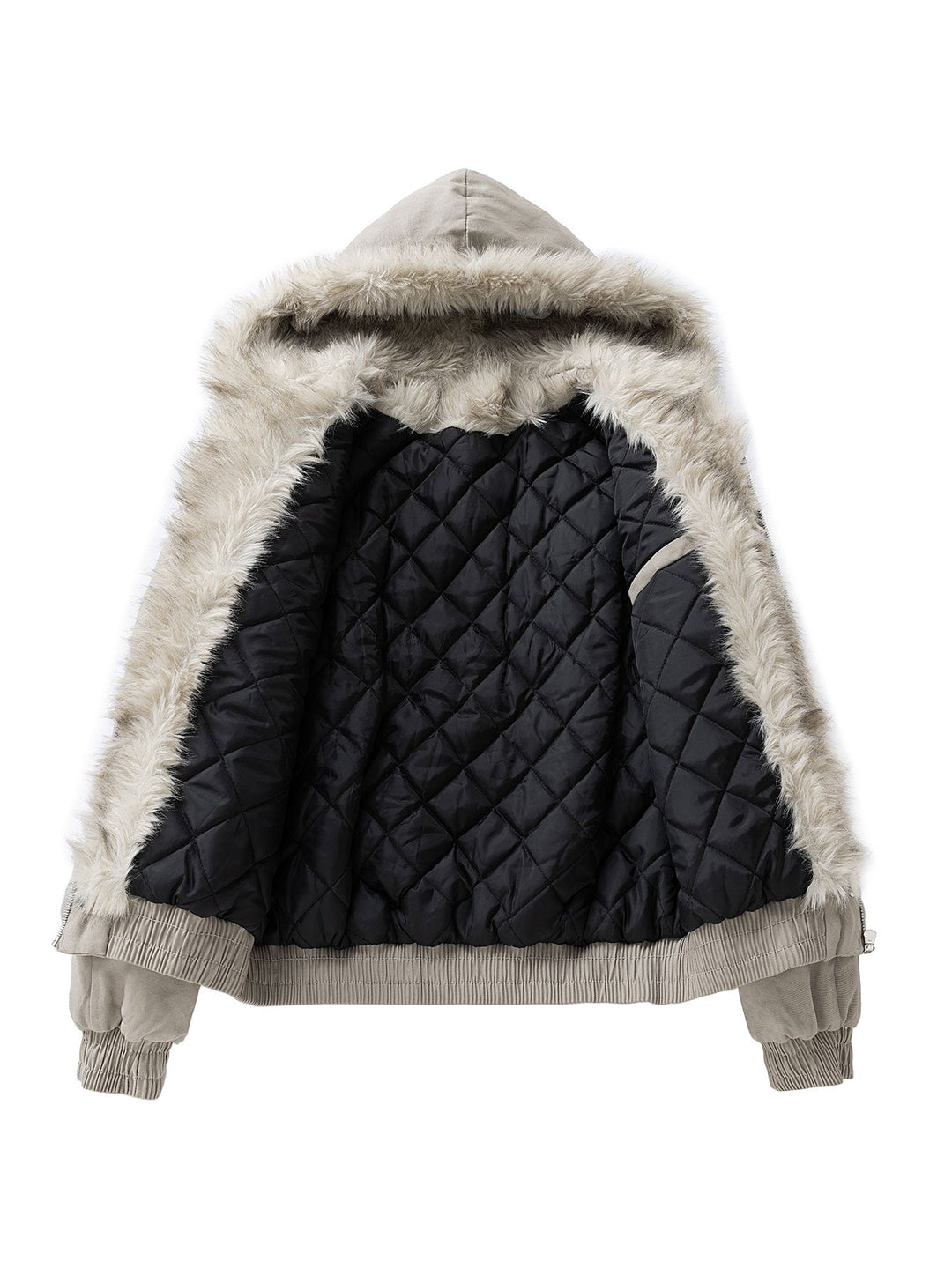 Mann trägt warme Herren Winterjacke MJ-winter25 mit Kapuze und Kunstpelz, perfekt für Winterkleidung & Alltag.