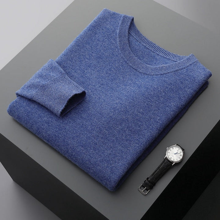 Mehrfarbiger Herren Winterpullover, lockerer Schnitt, Rundhals, bequeme Herbst- & Wintermode.