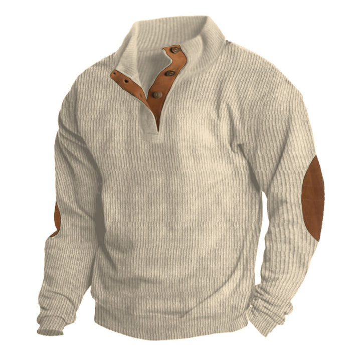 Herren Winterpullover mit Knopfleiste, warm & stilvoll. Bequemer, gerippter Strickpullover für Freizeit & Business-Casual.