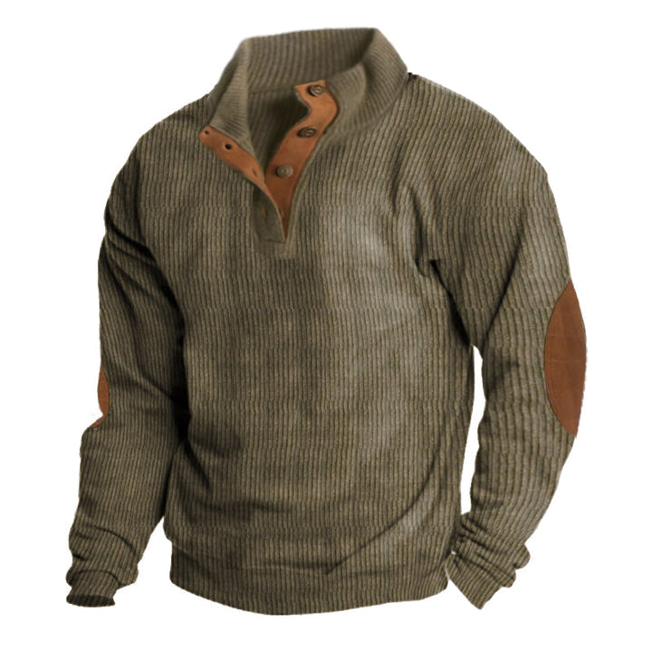 Warmer Herren Strickpullover mit gerippter Struktur & Knopfleiste. Idealer Langarm-Pullover für kalte Wintertage.