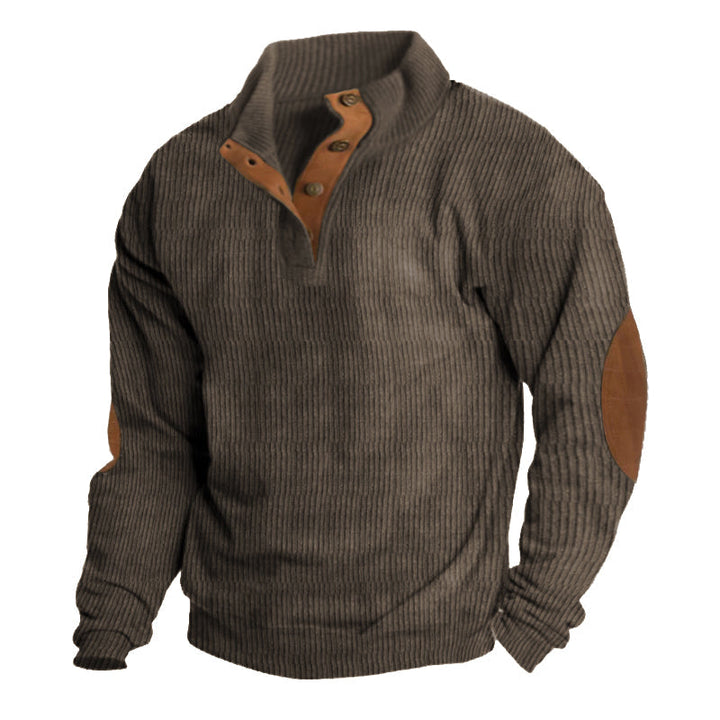 Stilvoller Herren Winterpullover mit Knopfleiste. Moderner, bequemer Business-Casual Strickpullover für Herrenmode.