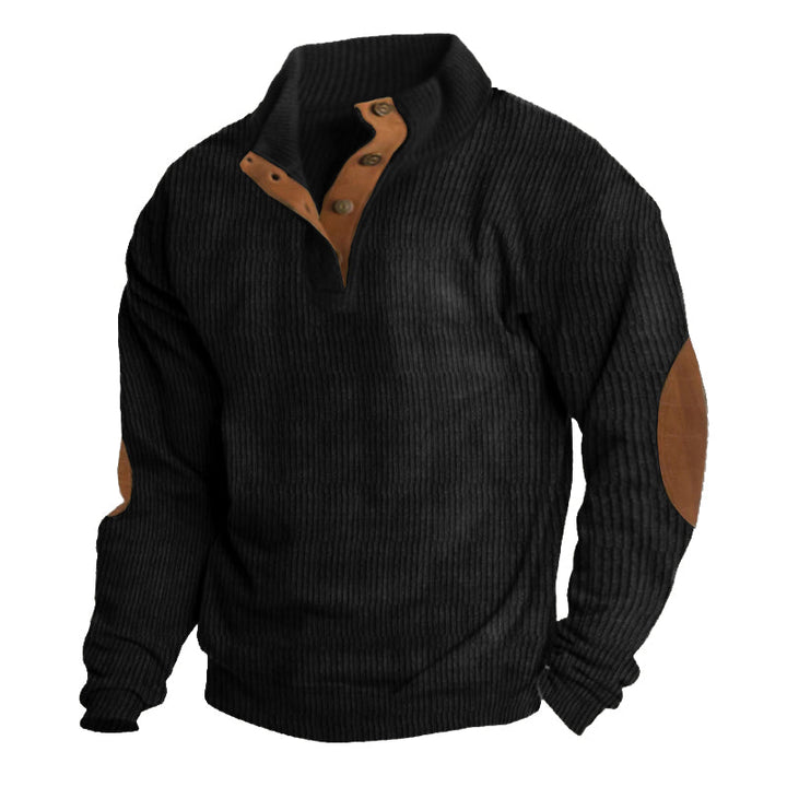 Vielseitiger Herren Winterpullover mit Knopfleiste. Warmer, stilvoller Strickpullover, perfekt für Freizeit & Büro.