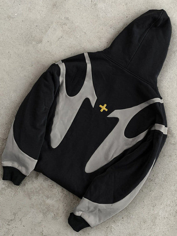 Herren Y2K Oversize Hoodie mit auffälligen Kontrastfarben. Bequemer Langarm Kapuzenpullover für Streetwear & Freizeit.