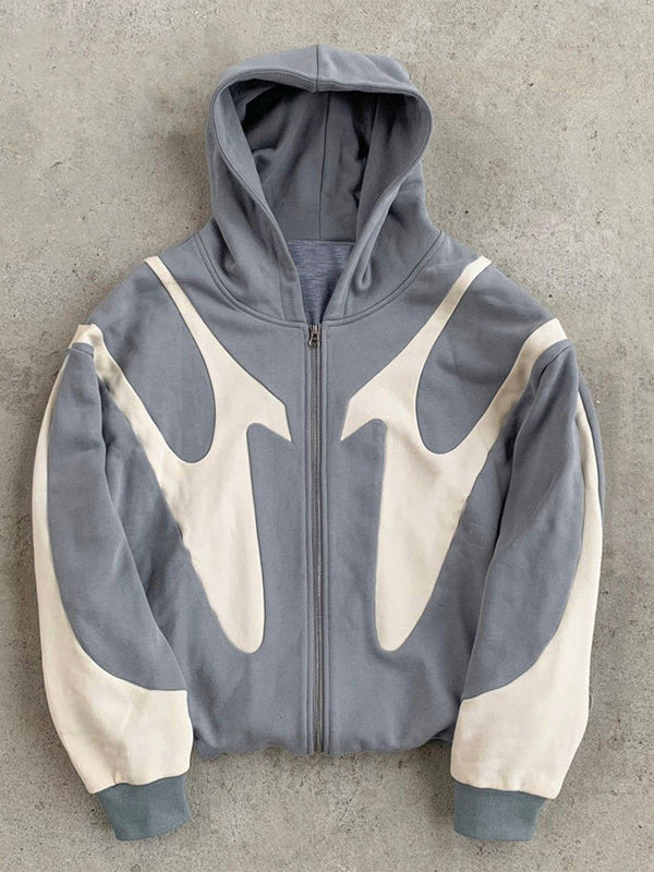 Vielseitiger Herren Y2K Hoodie in Oversize mit markanten Kontrastfarben. Trendiger Langarm Streetwear Kapuzenpullover.