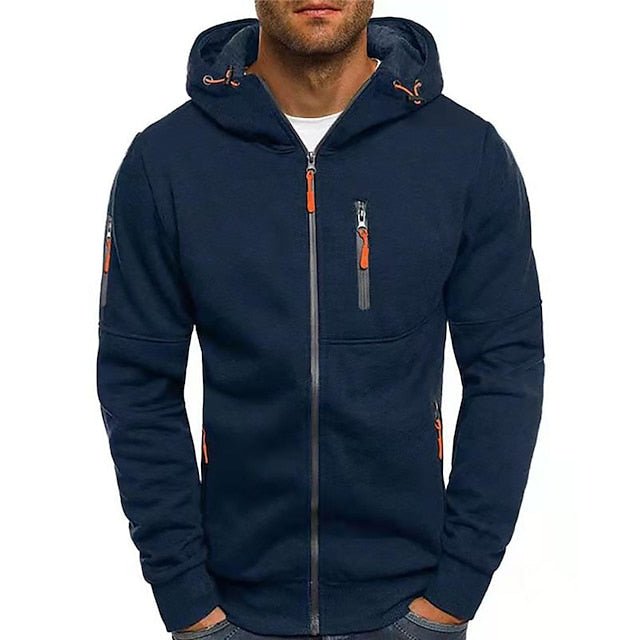 Herren Casual Zip-Hoodie in Hellgrau, vielseitiger Kapuzenpullover, bequem und stilvoll für jede Gelegenheit.