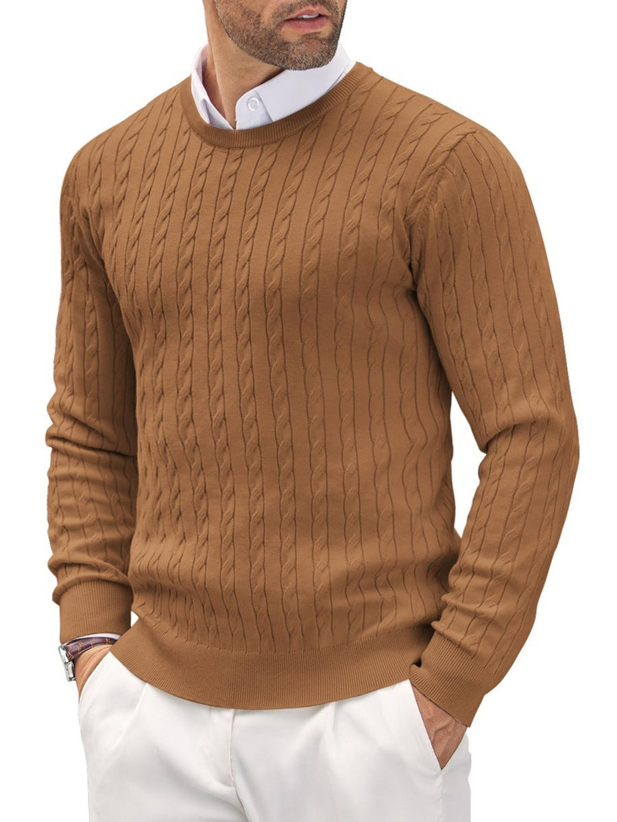Hochwertiger Herren Pullover mit traditionellem Zopfmuster, perfekt für den Winter.