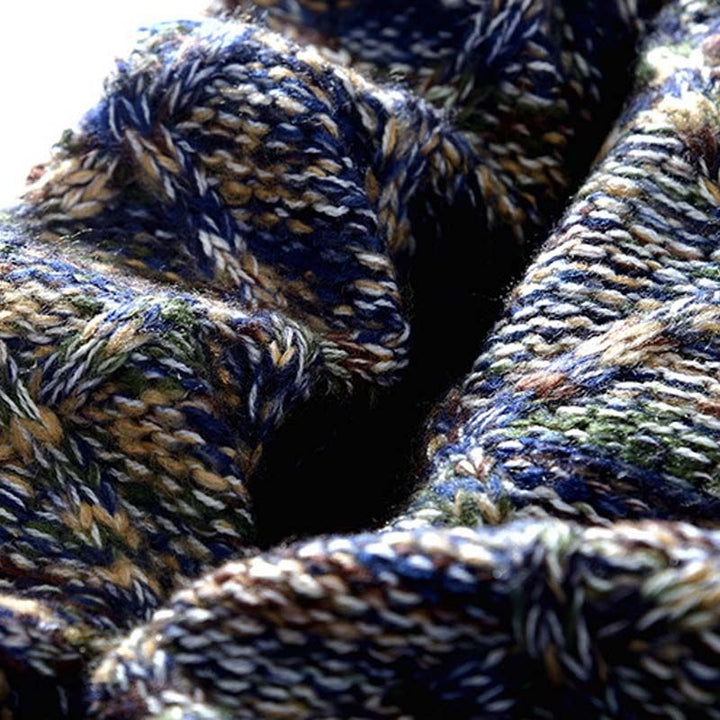 "Herrenpullover in Blau und Orange, elegantes und modernes Design, weiche Baumwolle, für jede Gelegenheit geeignet"