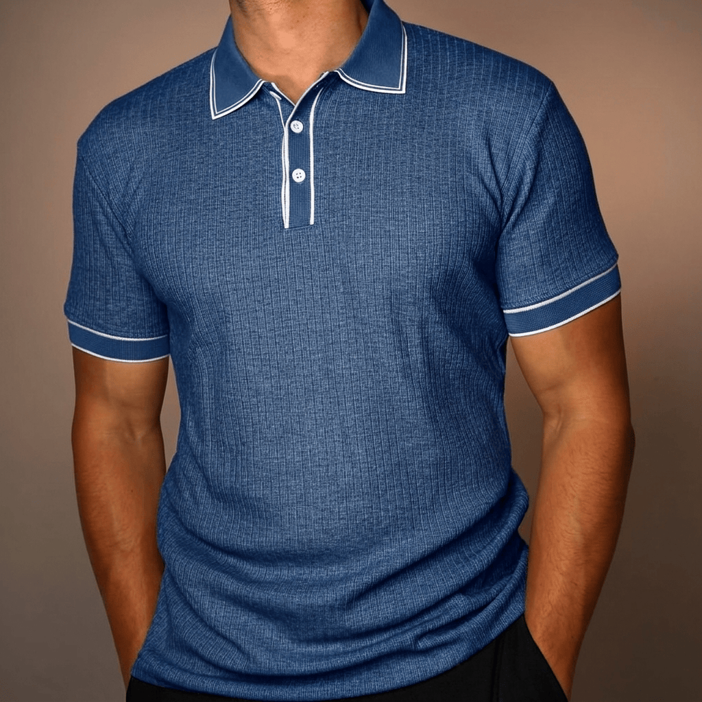 Geripptes Herren Polo-Shirt in klassischer Passform, Vorderansicht
