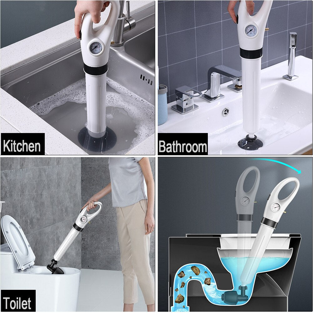 "Hochdruck Rohrreiniger mit anpassbaren Aufsätzen für Abflüsse und Toiletten, kompakt und leicht zu bedienen."