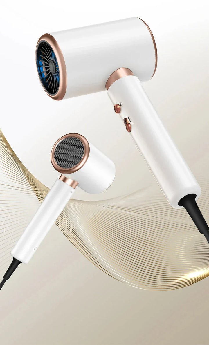 Hochleistungs-Haartrockner 2400W, Ionentechnologie, schwarz oder weiß, ergonomisches Design, für glattes, glänzendes Haar.