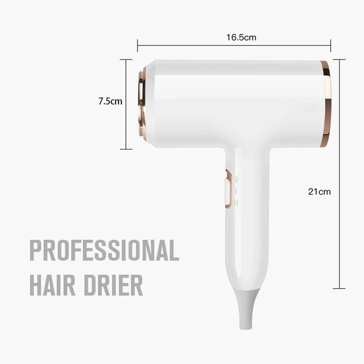 Hochleistungs-Haartrockner 2400W, Ionentechnologie, schwarz oder weiß, ergonomisches Design, für glattes, glänzendes Haar.
