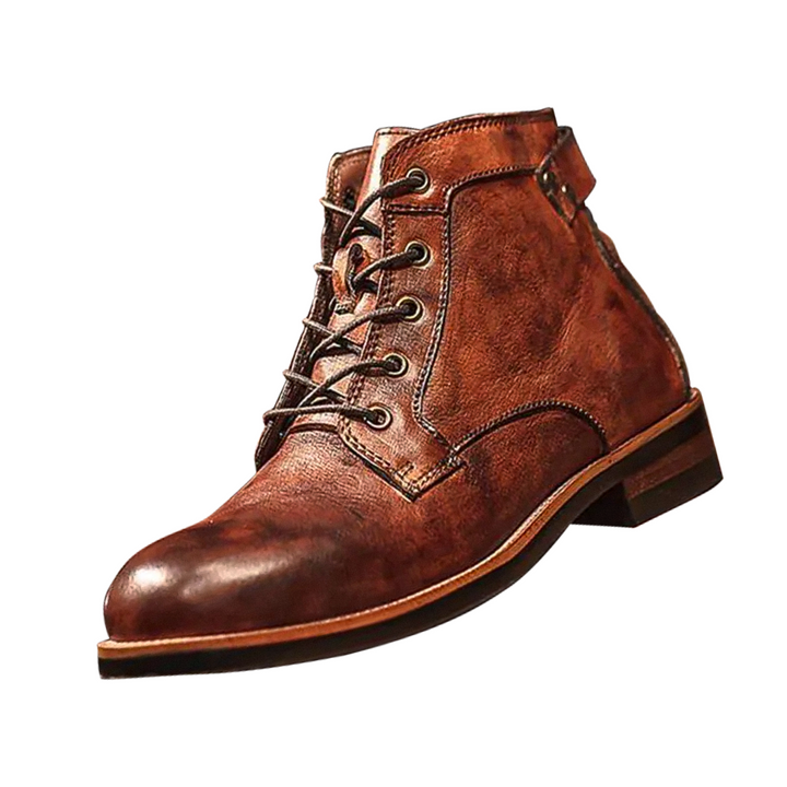 "Hochwertige handgefertigte Retro Herren Lederstiefel, elegantes Design, maximaler Komfort durch feines Echtleder."