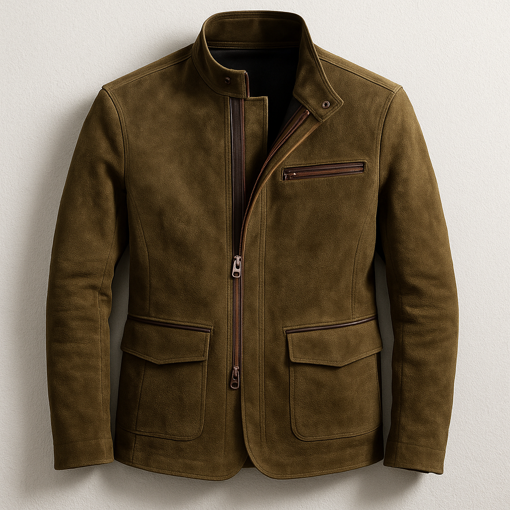 Braune Herren Freizeitjacke im Slim Fit Design mit strukturierten Nähten