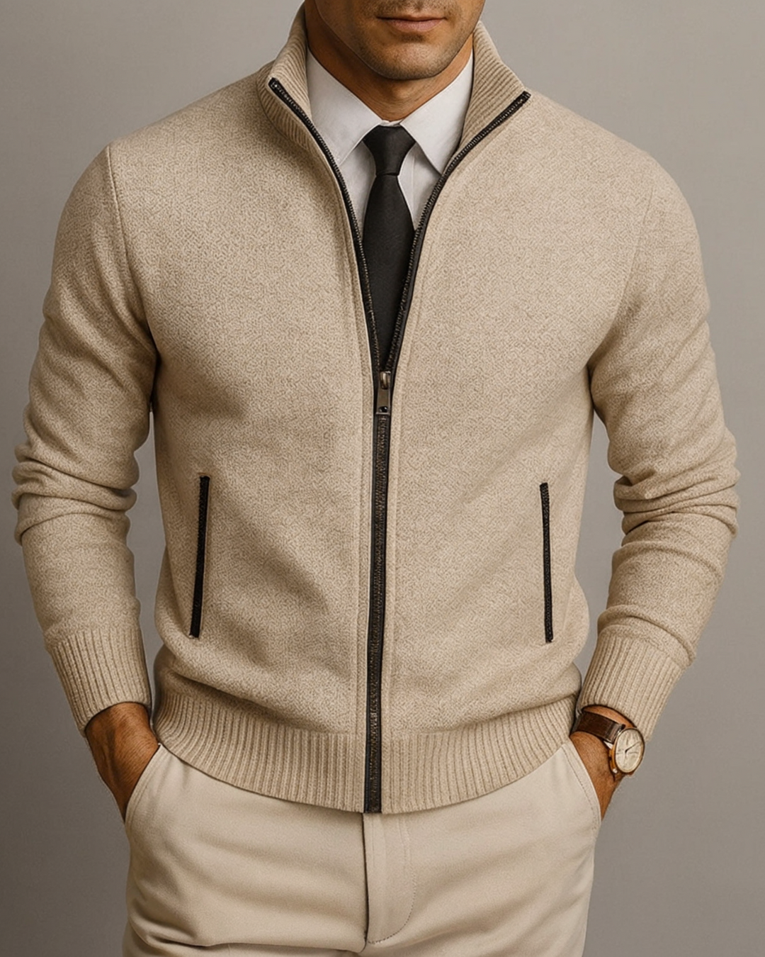 Warme, weiche Herren Strickjacke mit Langarm, komfortabel für Herbst & Winter Outfits.