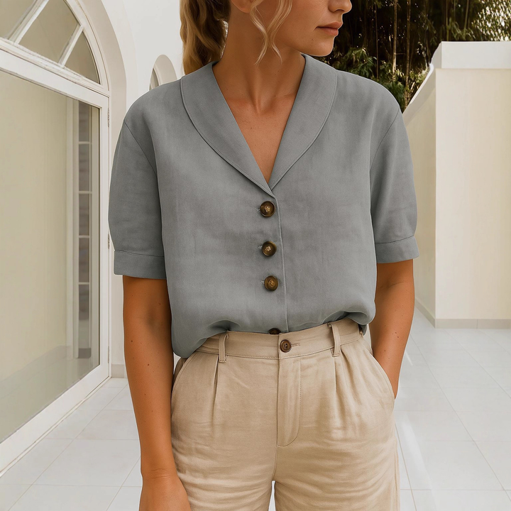 Modische Damen Bluse mit Reverskragen & Knopfleiste. Vielseitiges, elegantes Oberteil für Business & Freizeit. Klassisch.