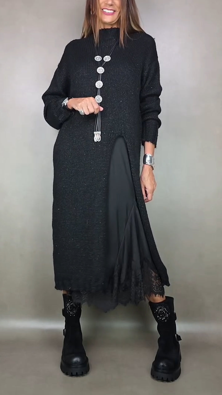 Langarm Strickkleid für Damen in eleganter Wintermode Optik