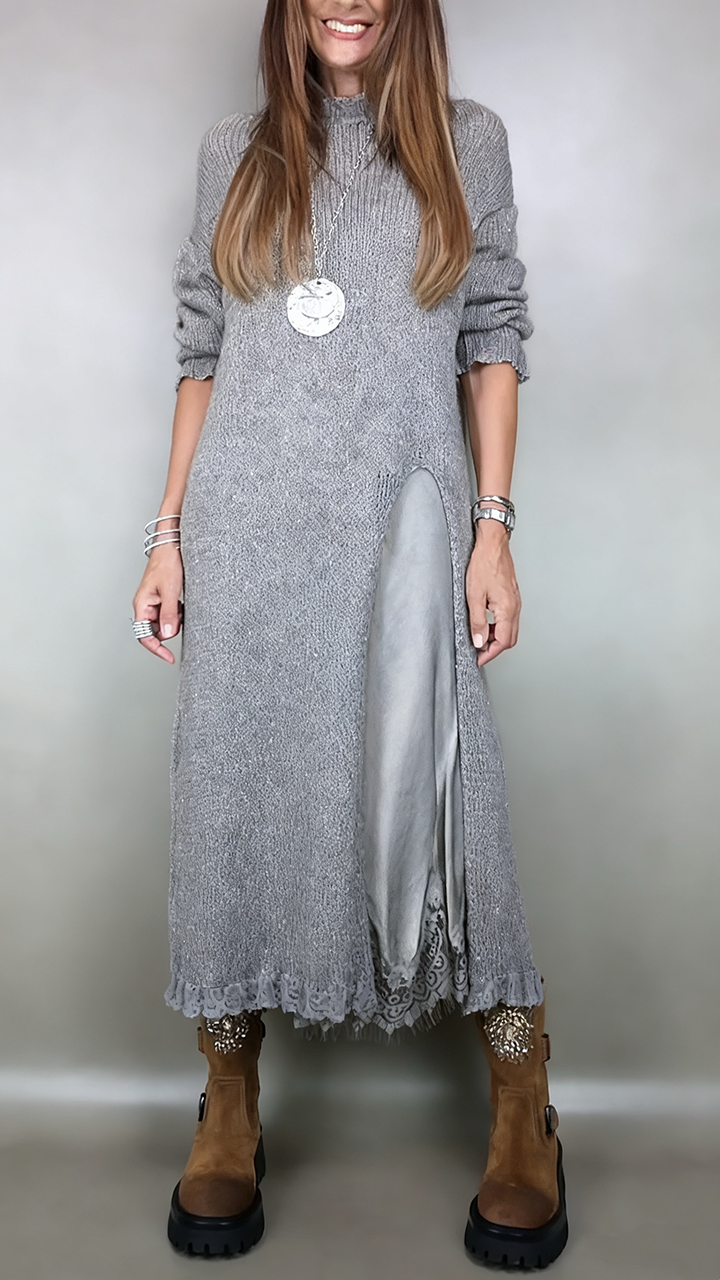 Damen Strickkleid Set im eleganten Layer Look mit Langarm für den Herbst
