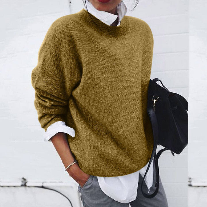 Eleganter Damen Rundhals Pullover, ideal für Büro und Freizeit. Vielseitiger Langarm-Strickpullover.