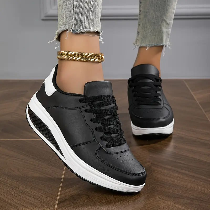 Komfortable Damen Sneaker in elegantem Design. Ergonomische Alltagsschuhe mit weicher Polsterung und fester Schnürung.