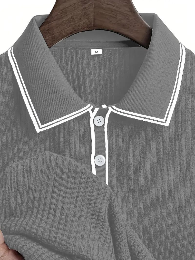 Geripptes Polo-Shirt für Männer, Kragenansicht