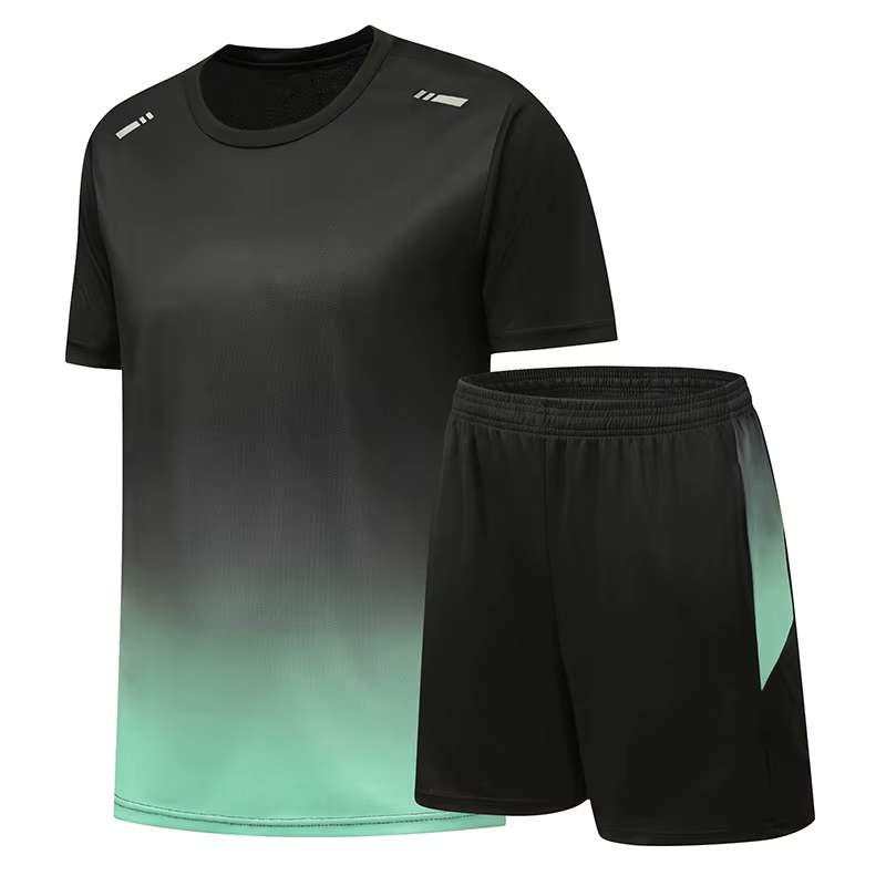 Herren 2-teiliges Sportset mit Farbverlauf – Atmungsaktiv & Schnelltrocknend