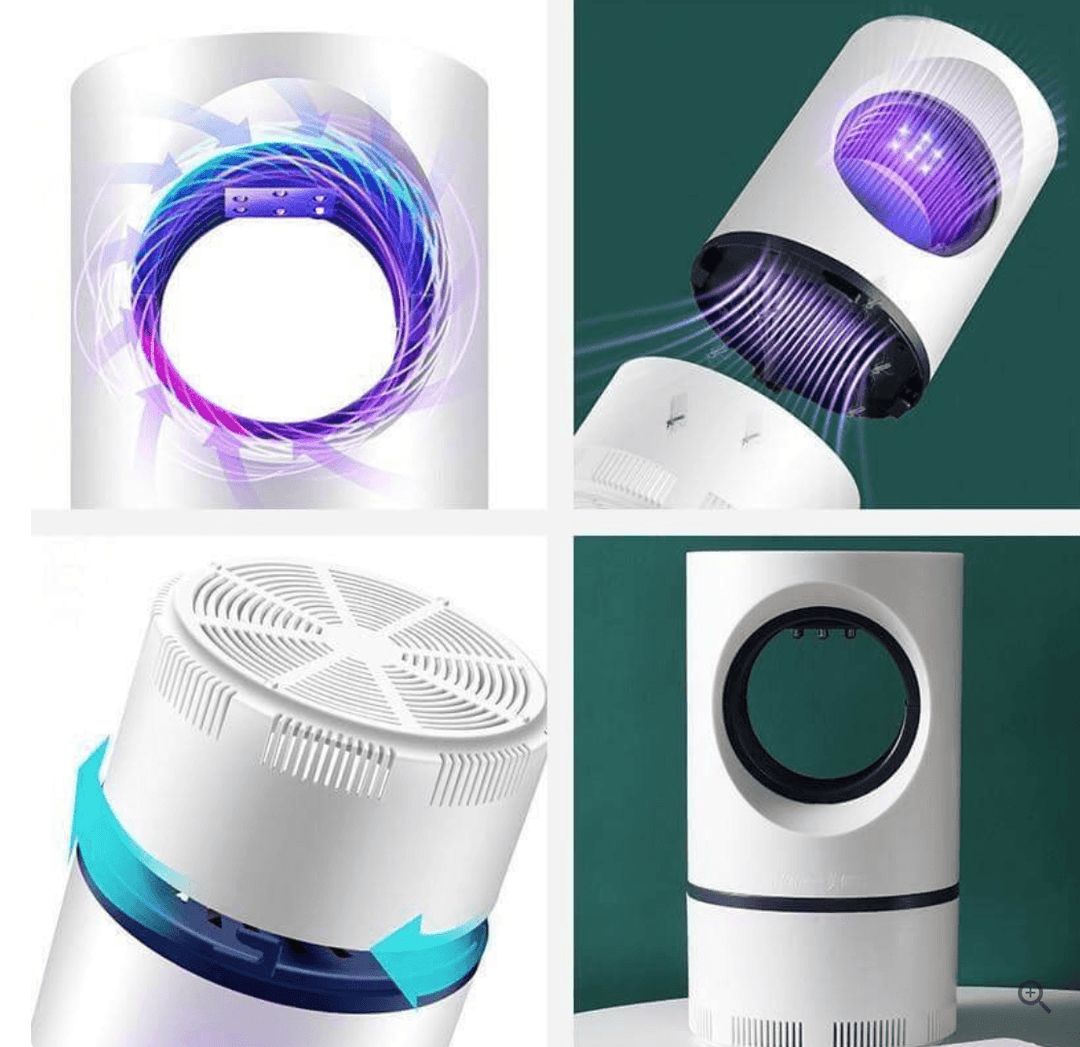 "Innovative Insektenfalle mit lila Licht und Ventilator, sicher und umweltfreundlich, ideal für effektiven Mückenschutz."