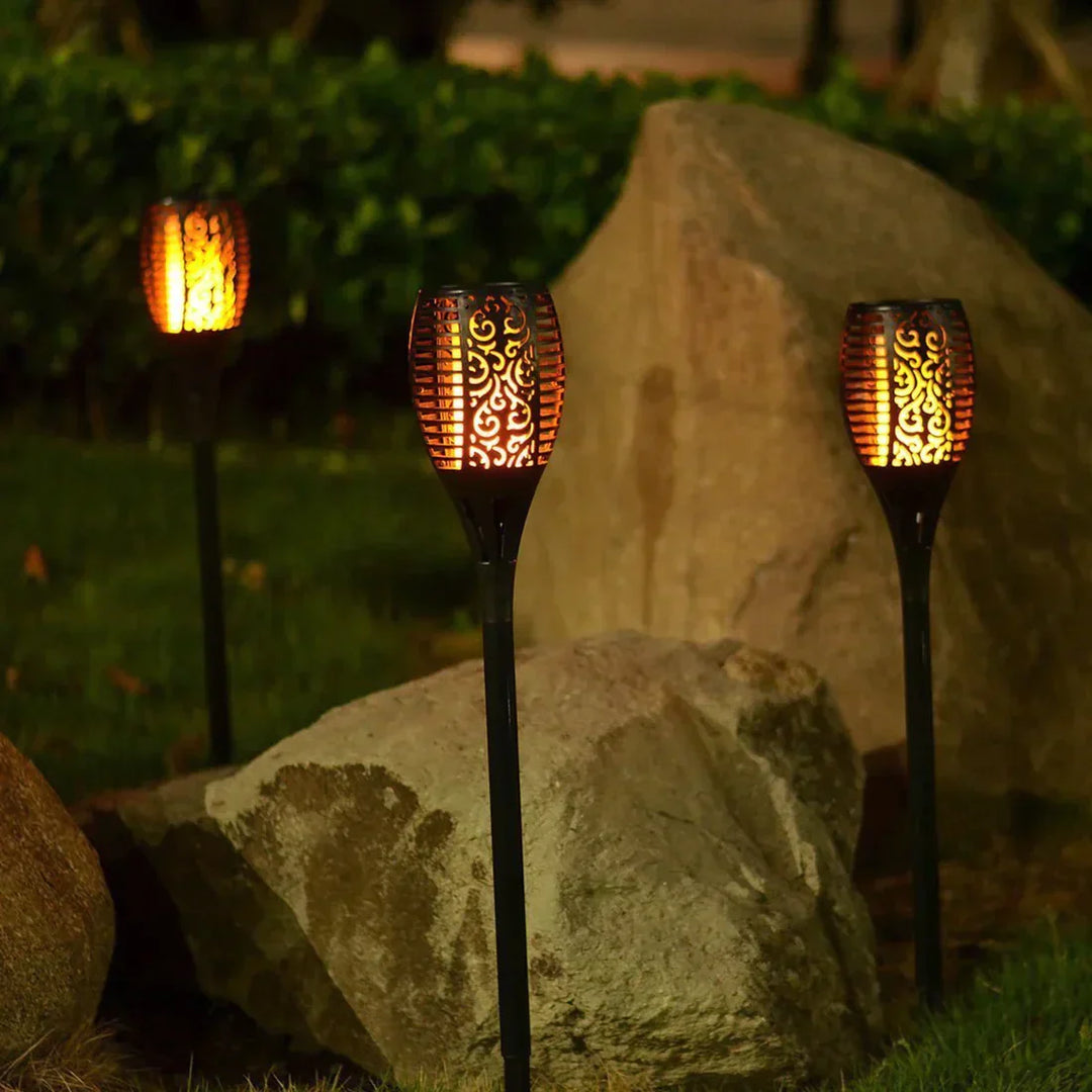 Solarbetriebene LED-Gartenfackel für Außenbereich