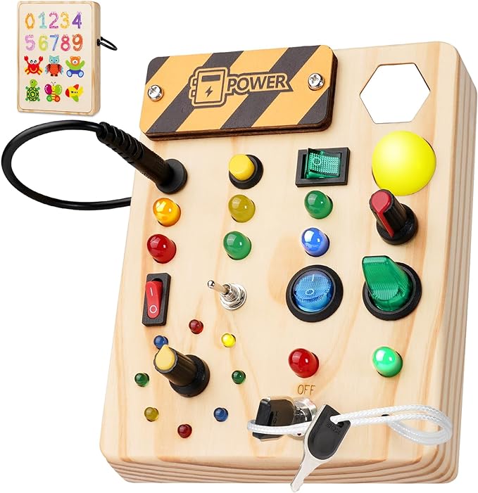 Interaktives Montessori LED-Spielbrett für Kleinkinder. Pädagogisches Lernspielzeug zur Förderung der Feinmotorik.