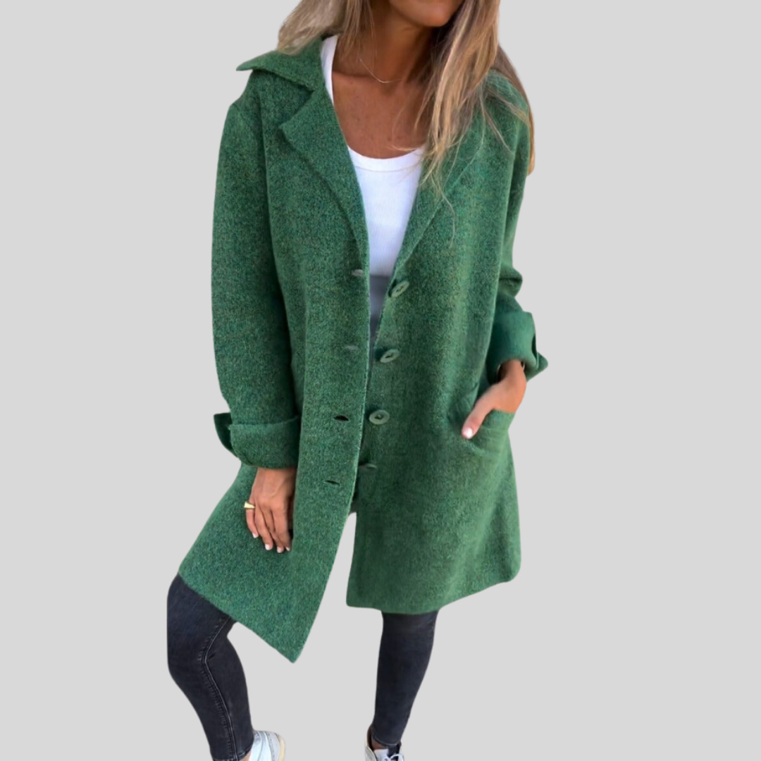 Jana Damen Longmantel, elegant und stilvoll, perfekt für Business oder Casual Chic. Ein vielseitiger Übergangsmantel.