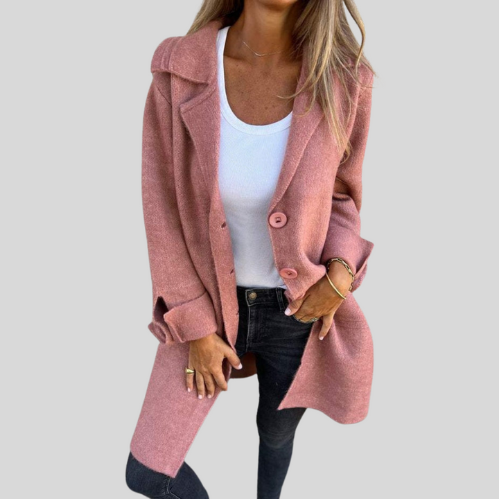 Moderner Jana Longmantel für Damen, schick und warm, ideal als Wintermantel oder eleganter Übergangsmantel.