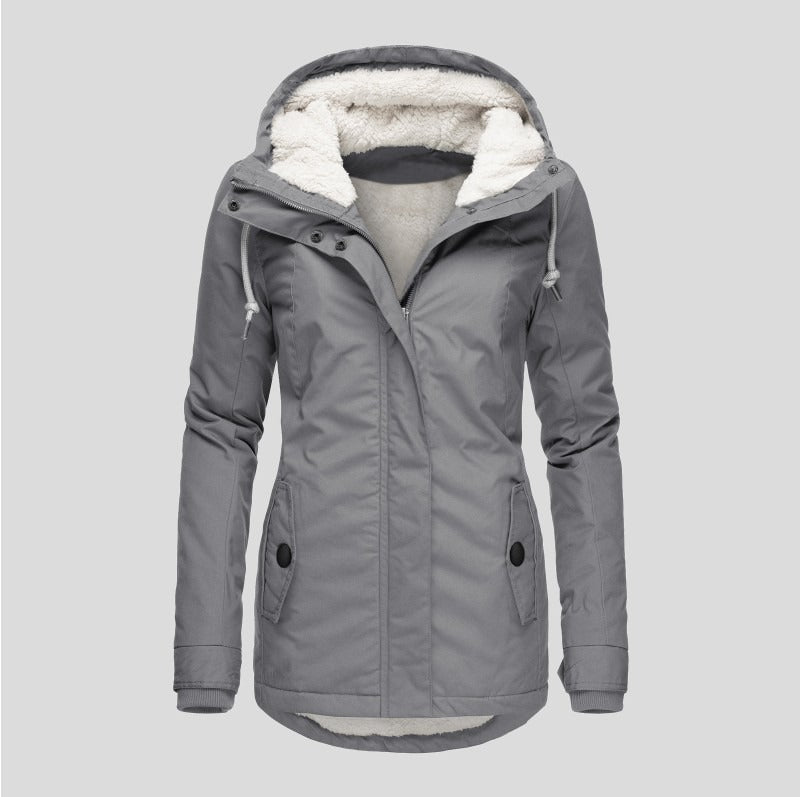 Damen Steppjacke in Grau mit weichem Innenfutter