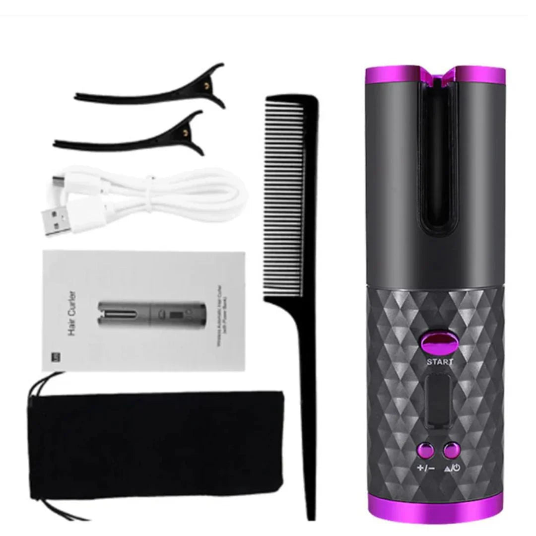 "Kabelloser Lockenstyler für perfekte Locken, tragbar und wiederaufladbar, ideal für leichtes und schnelles Haarstyling."