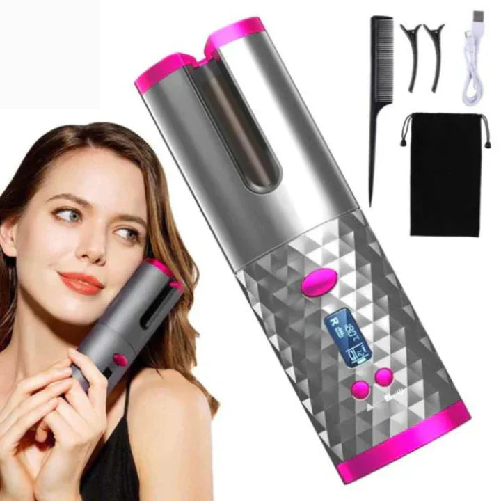"Kabelloser Lockenstyler für perfekte Locken, tragbar und wiederaufladbar, ideal für leichtes und schnelles Haarstyling."