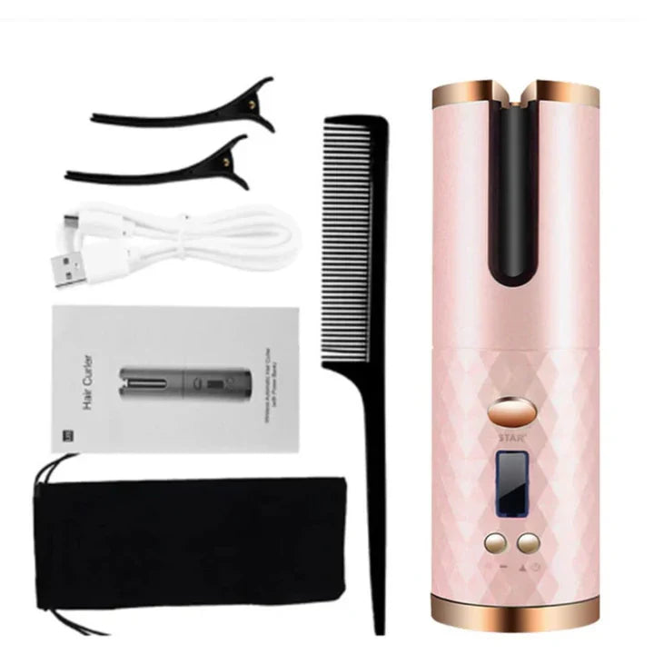 "Kabelloser Lockenstyler für perfekte Locken, tragbar und wiederaufladbar, ideal für leichtes und schnelles Haarstyling."