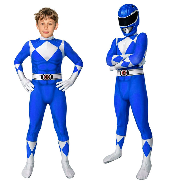 Bequemes Superhelden Ranger Kinderkostüm aus elastischem Stoff, ideal für Rollenspiel, Halloween & Fasching.