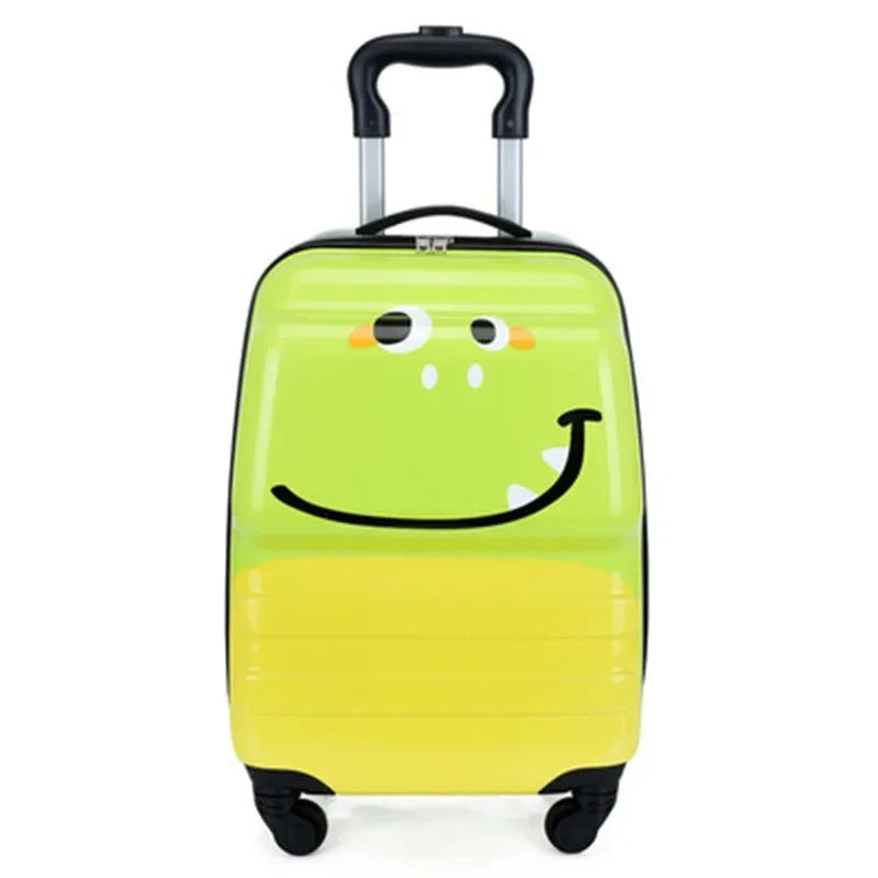 Kinderkoffer mit fröhlichem Cartoon-Tier-Design, ideal für kleine Reisende.