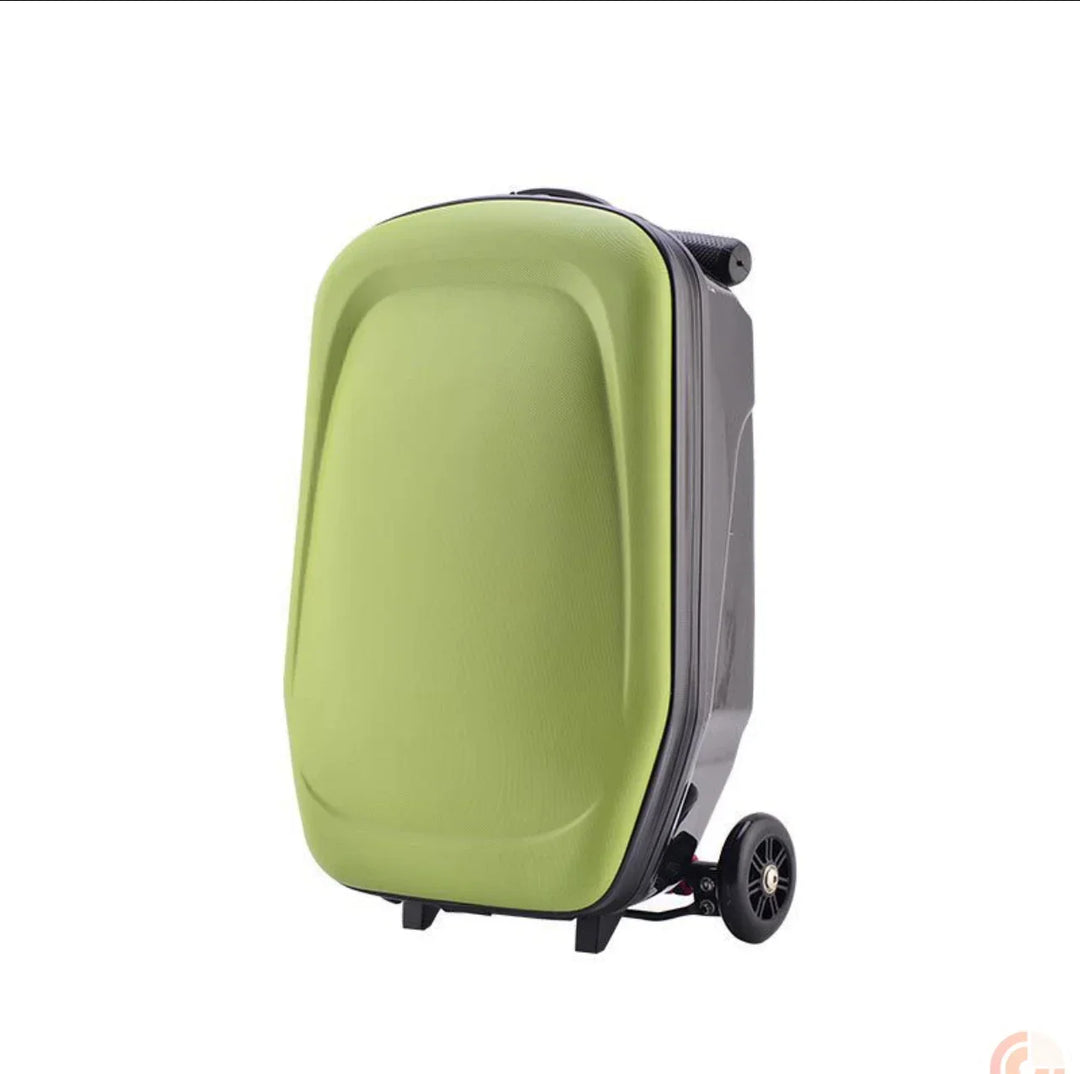 Kompakter Kinder Step-Koffer mit Scooter; der ideale Hartschalen Kabinentrolley für Jungen & Mädchen, leicht & mobil.