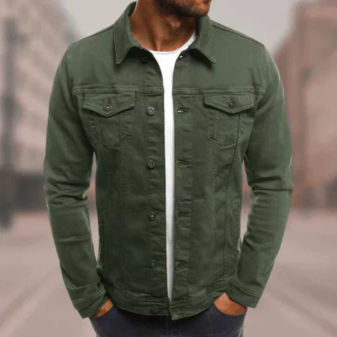 Herren Denim Jacke mit Knopfleiste & Brusttaschen, stylische Übergangsjacke für vielseitige Herbst-Looks.