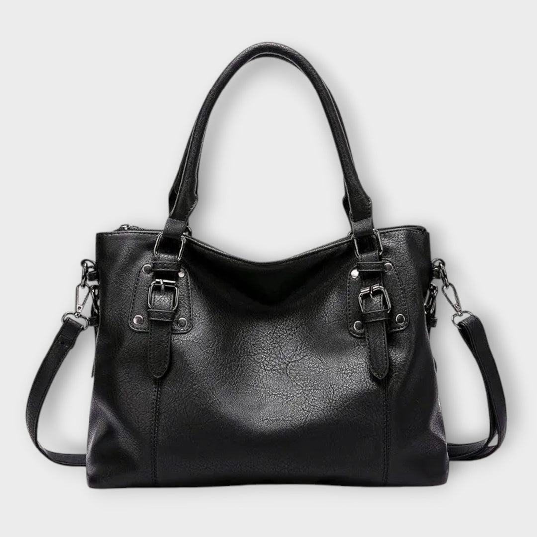 Detailansicht einer klassischen Damen Handtasche, schick und funktionell. Hochwertige Alltagstasche.