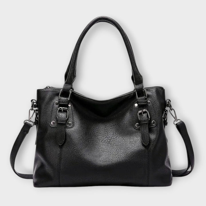 Detailansicht einer klassischen Damen Handtasche, schick und funktionell. Hochwertige Alltagstasche.