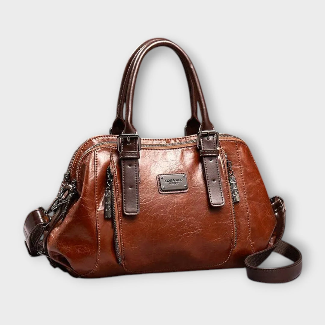 Klassische Damen Handtasche in Braun für den stilvollen Alltag; elegantes Accessoire, vielseitig als Schultertasche.