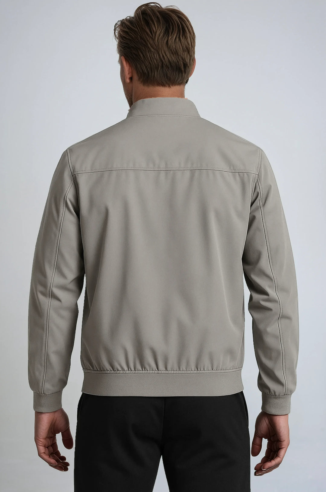 Graue Herren Bomberjacke. Leichte Freizeitjacke mit Reißverschluss & Stehkragen, perfekt für den Übergang.