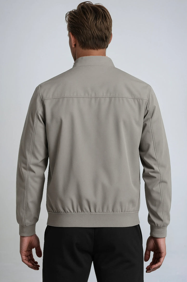 Graue Herren Bomberjacke. Leichte Freizeitjacke mit Reißverschluss & Stehkragen, perfekt für den Übergang.