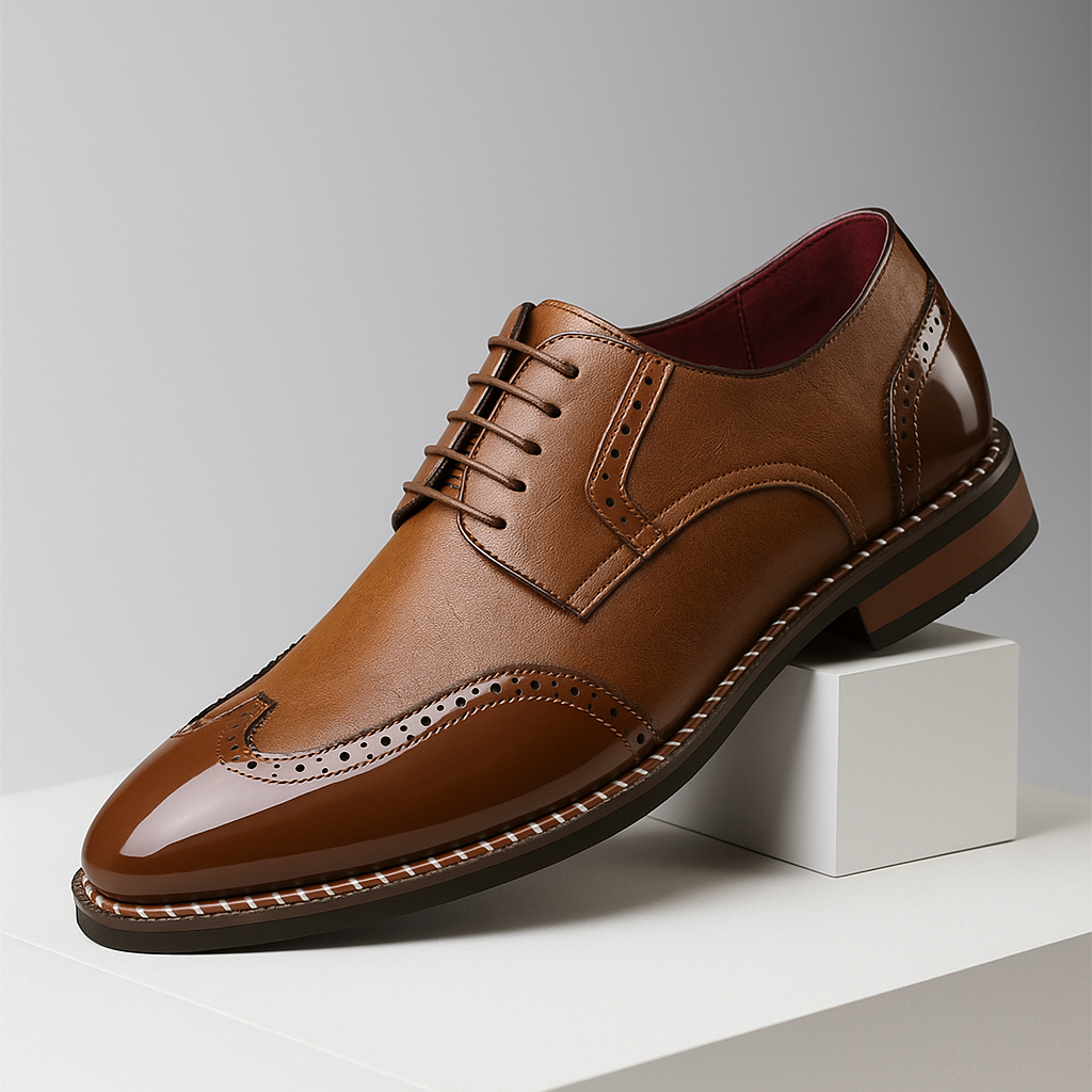 Klassische Herren Brogue Wingtip Lederschuhe, elegant für Business & formelle Anlässe. Winter25 Kollektion, Smarte Herrenschuhe.