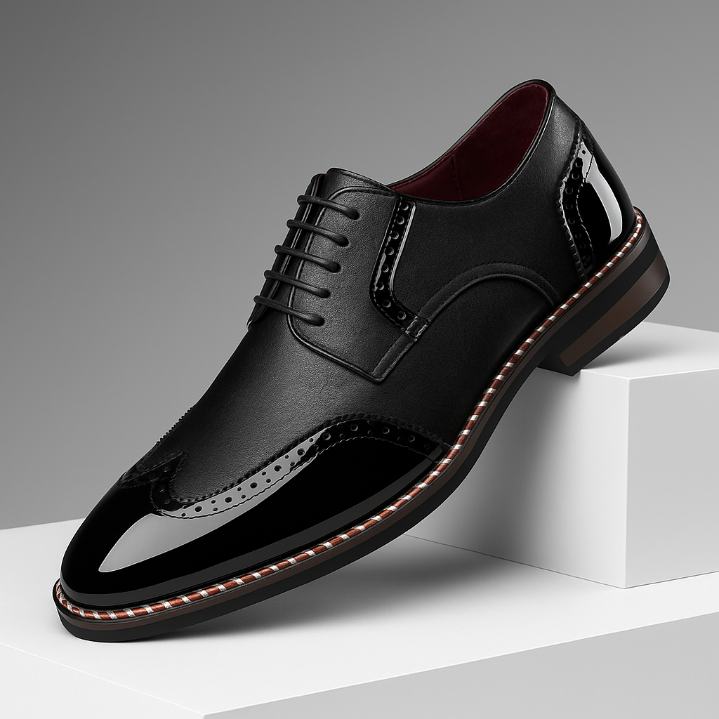 Robuste und komfortable Sohle klassischer Herren Brogue Wingtip Business Schuhe. Langlebige, smarte Herrenschuhe.