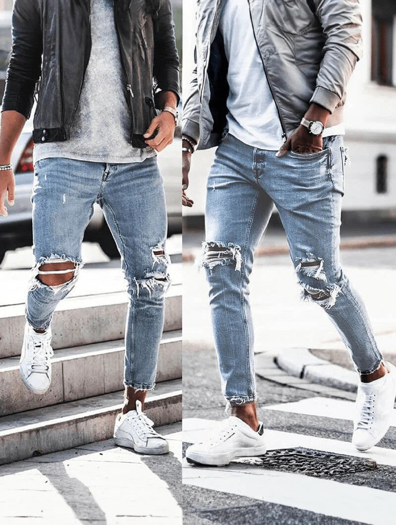 Bequeme Herren Jeanshose in klassischem Denim-Stil, ideal für Herbst und ganzjährig. Langlebige Alltagshose.