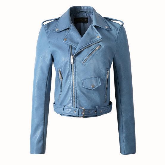 Modische Damen Jacke im Biker-Stil, kurz geschnitten, mit asymmetrischem Reißverschluss; perfekte Oberbekleidung.