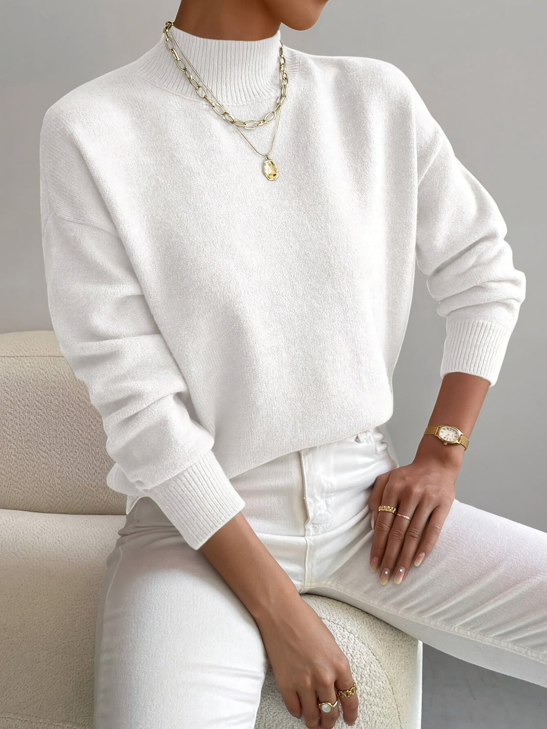 Eleganter Damen Rollkragen-Strickpullover, ideal für Freizeit & Büro, warm & bequem für kalte Tage.