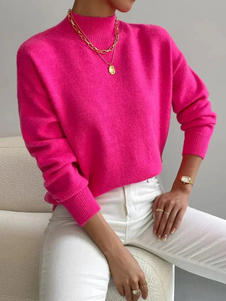 Praktischer & warmer Damen Rollkragenpullover, bequemer Langarm-Strickpullover für den Winter.